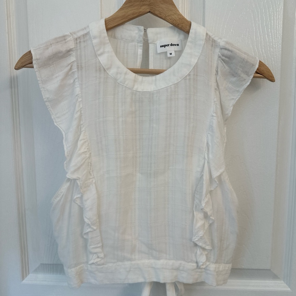 Superdown Ivory Ruffle Blouse